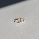 18k Diamond Marquis and Emerald Ring