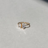 18k Diamond Marquis and Emerald Ring