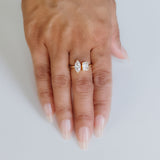 18k Diamond Marquis and Emerald Ring
