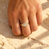 18k Diamond Evil Eye Signet Ring