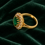 14k or 18 Emerald Halo Diamond Ring