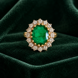 14k or 18 Emerald Halo Diamond Ring