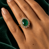 14k or 18 Emerald Halo Diamond Ring