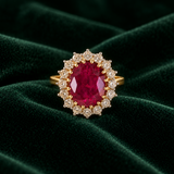 14k or 18 Ruby Halo Diamond Ring