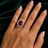 14k or 18 Ruby Halo Diamond Ring