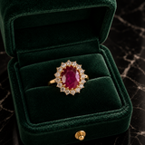 14k or 18 Ruby Halo Diamond Ring