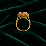 14k or 18 Ruby Halo Diamond Ring