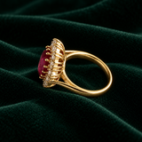 14k or 18 Ruby Halo Diamond Ring