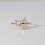 18k Diamond Marquis and Emerald Ring