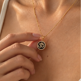 18k Gold Vermeil Black Agate Om Necklace (Ready to Ship)