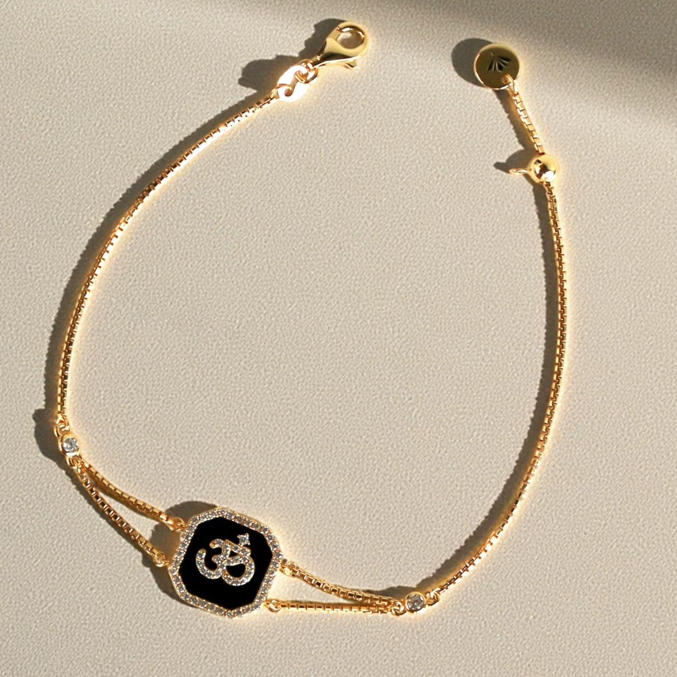 Black Agate Om Bracelet