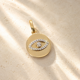 14k Diamond Evil Eye Pendant