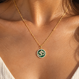 18k Gold Vermeil Malachite Om Necklace (Reserve Yours)