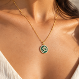 18k Gold Vermeil Malachite Om Necklace (Reserve Yours)
