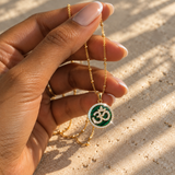 18k Gold Vermeil Malachite Om Necklace (Reserve Yours)