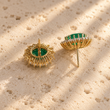 Oval Emerald Halo Studs