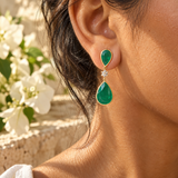 Emerald Bezel Drop Earrings