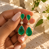 Emerald Bezel Drop Earrings