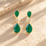 Emerald Bezel Drop Earrings