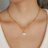 Charm Necklace Small Mother of Pearl Evil Eye