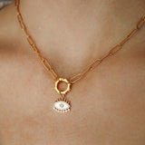 Charm Necklace Small Mother of Pearl Evil Eye