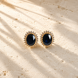 Oval Sapphire Halo Studs