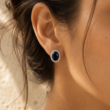 Oval Sapphire Halo Studs