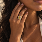 Yellow Sapphire Halo Ring