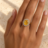 Yellow Sapphire Halo Ring