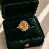 Yellow Sapphire Halo Ring