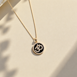 Solid Gold Diamond Onyx Om Necklace