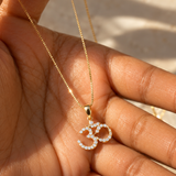 Dainty Solid Gold Diamond Om Necklace