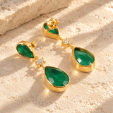 Emerald Bezel Drop Earrings