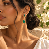 Emerald Bezel Drop Earrings