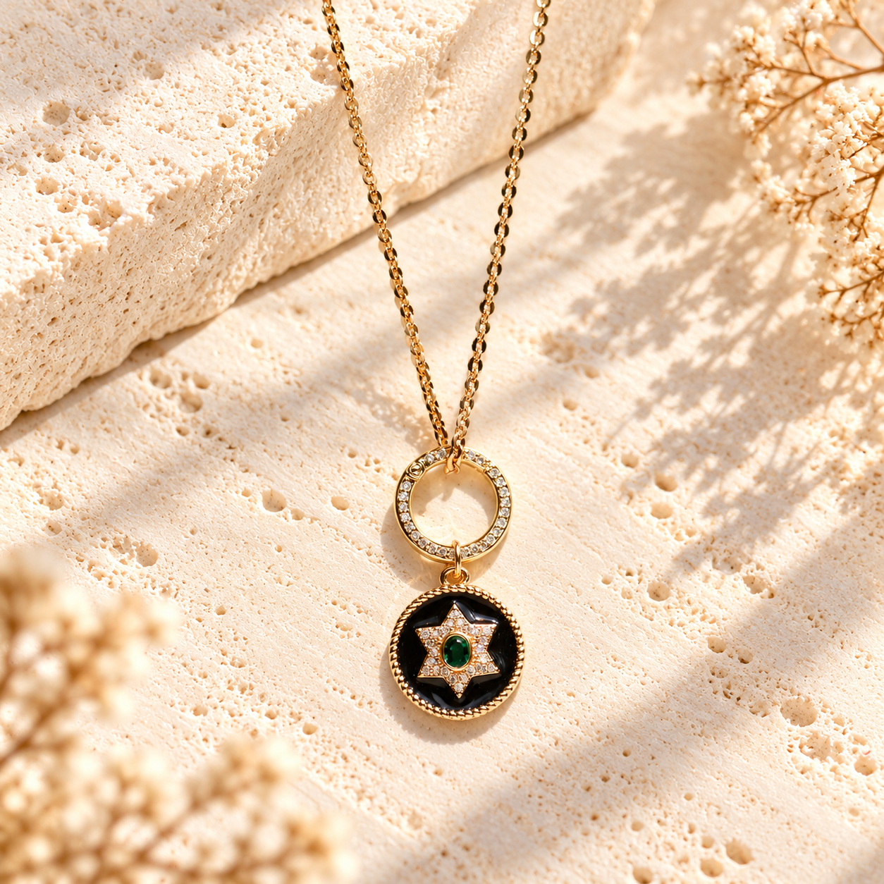 Midnight Star of David Necklace