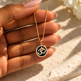 Solid Gold Diamond Onyx Om Necklace