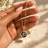 18k Gold Vermeil Black Agate Om Necklace (Ready to Ship)
