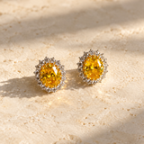 Yellow Sapphire Halo Studs
