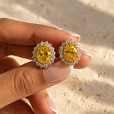 Yellow Sapphire Halo Studs