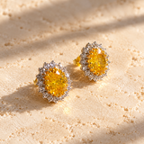 Yellow Sapphire Halo Studs